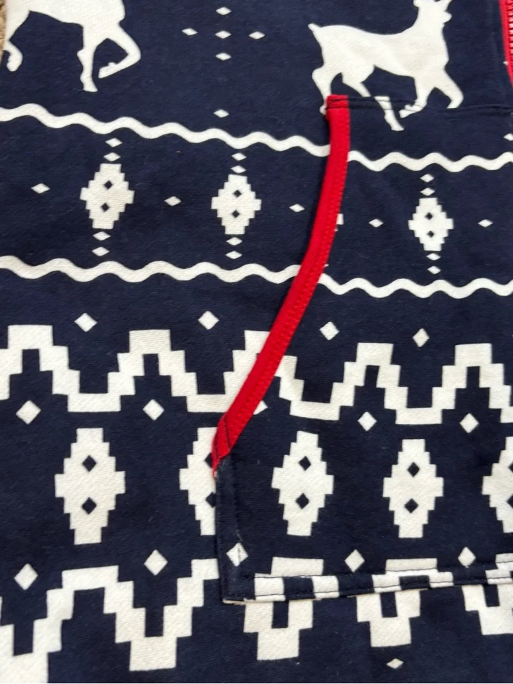 Tipsy Elves Unisex Blue Reindeer Fair Isle Hooded Jumpsuit Size Medium - Picture 7 of 8